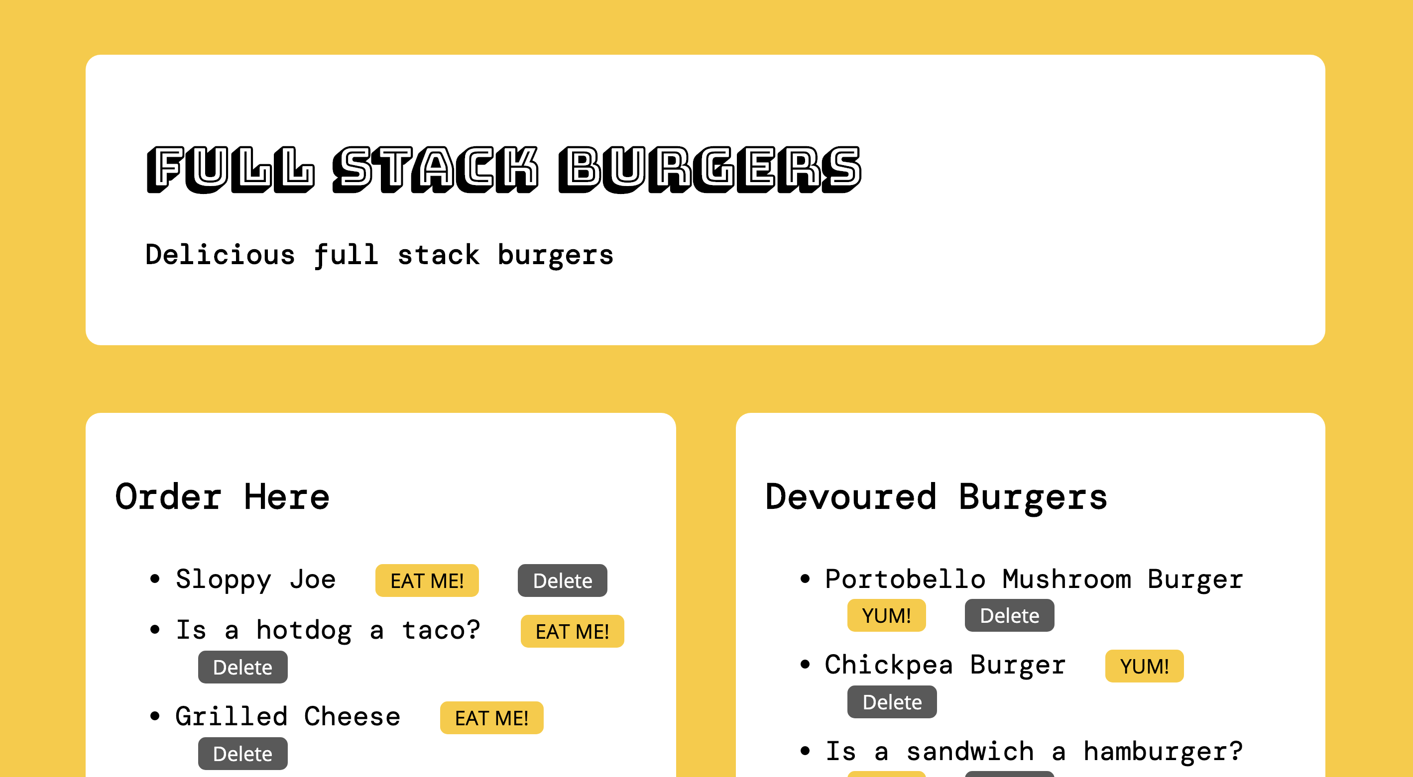 BurgerStack fullstack application