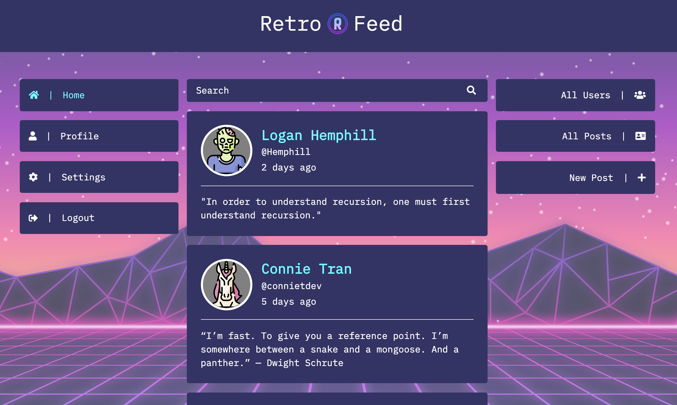 RetroFeed Homepage