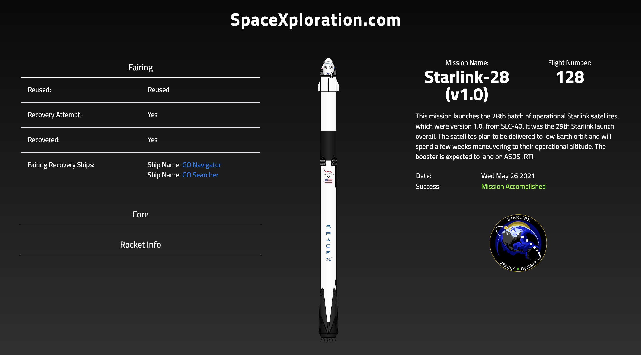 Screenshot of the SpaceXploration app UI