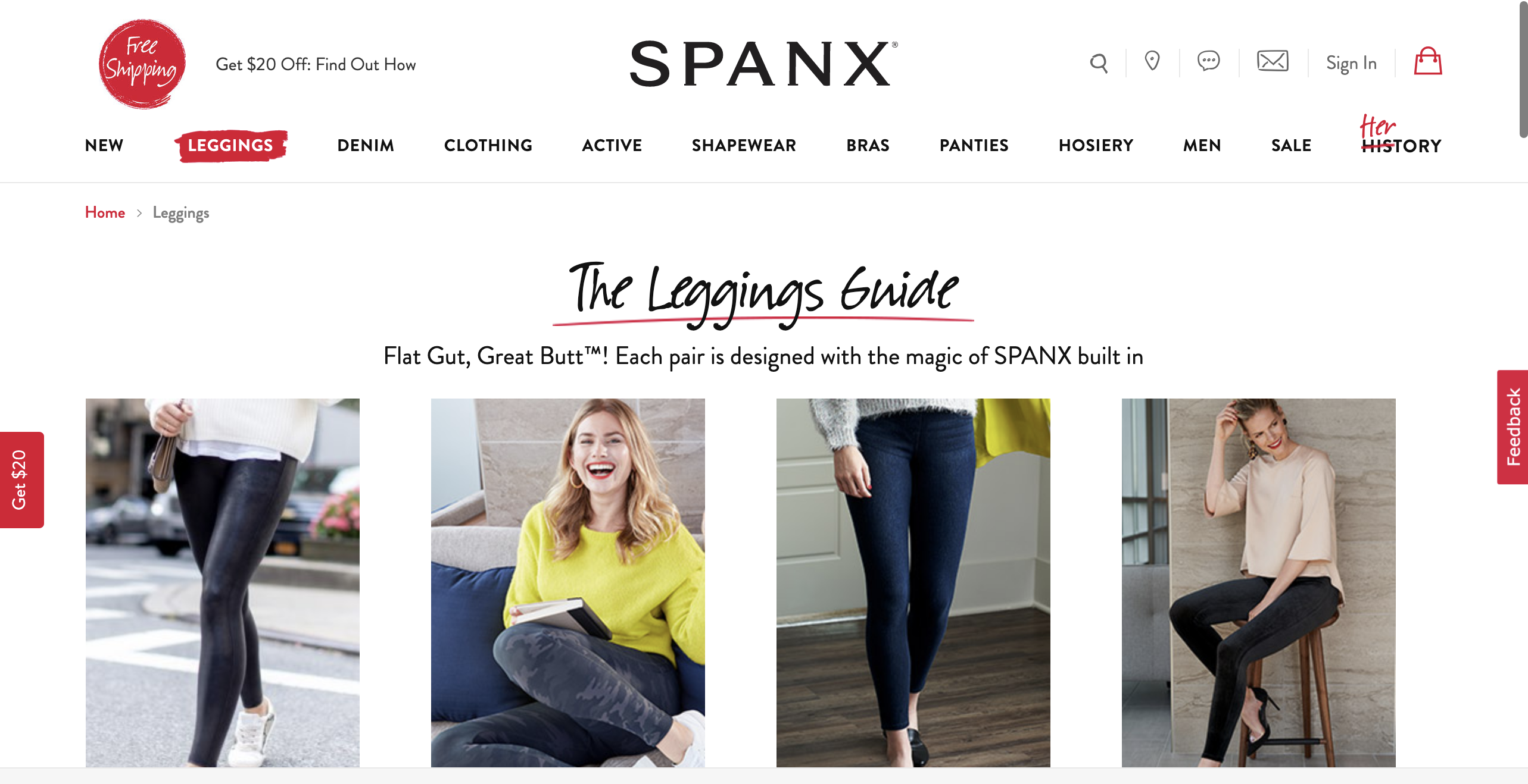 Card image of Spanx website