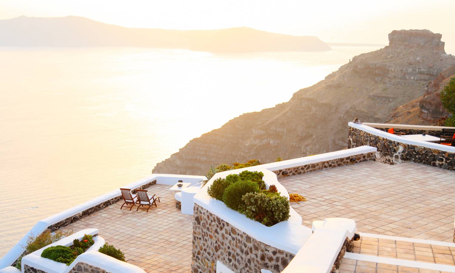 Hotel terrace overlooking ocean